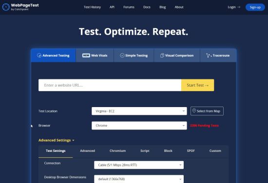 WebPageTest - Online Website Performance and Analytics Tool